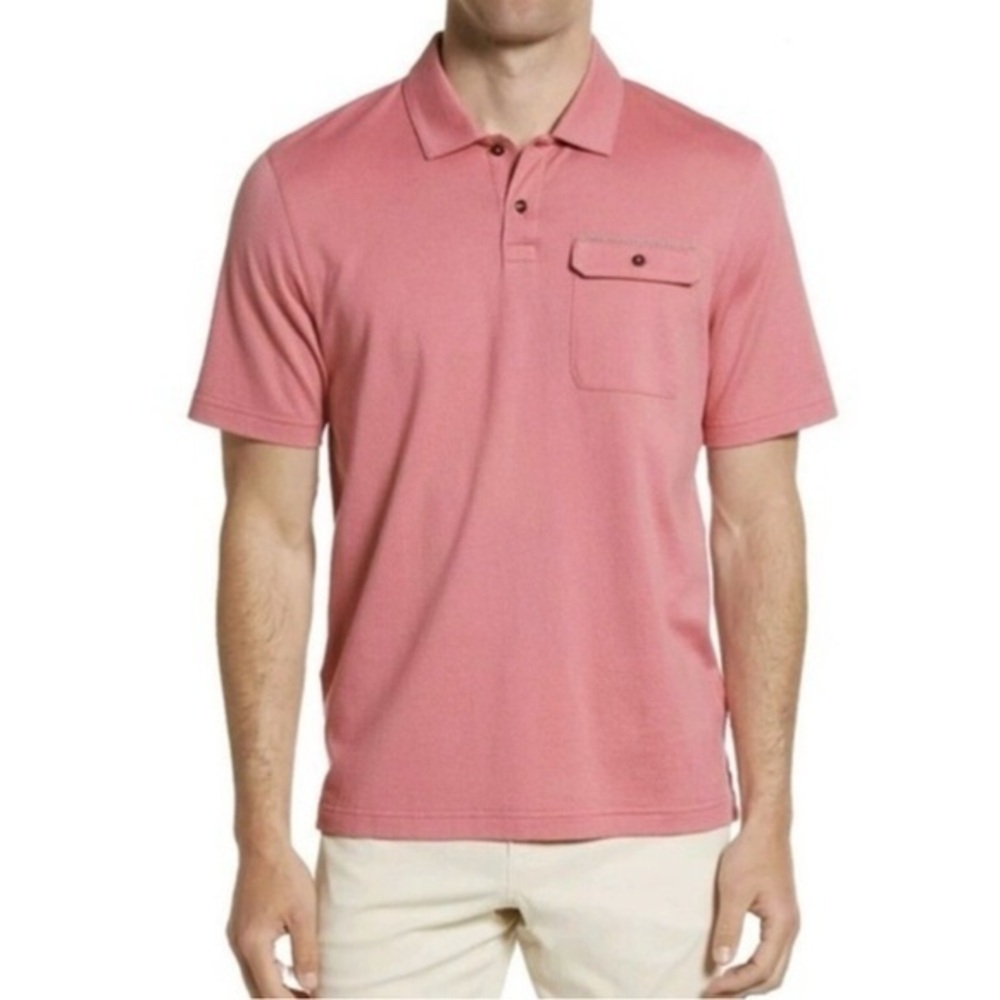 Ted Baker quiet, luxury, preppy beach, minimalist, normcore Coral Polo Shirt